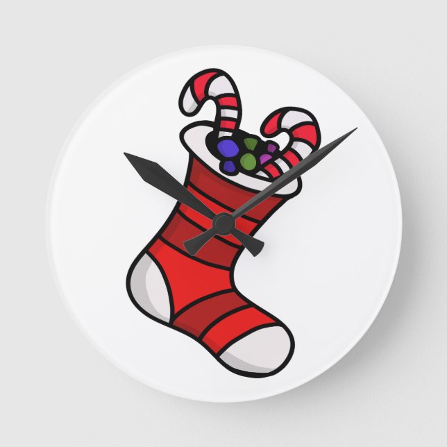 Christmas stocking round clock (Front)