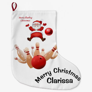 Christmas Stocking,  Santa Bowling Large Christmas Stocking