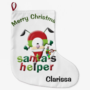 Christmas Stocking, Santa Elf Large Christmas Stocking