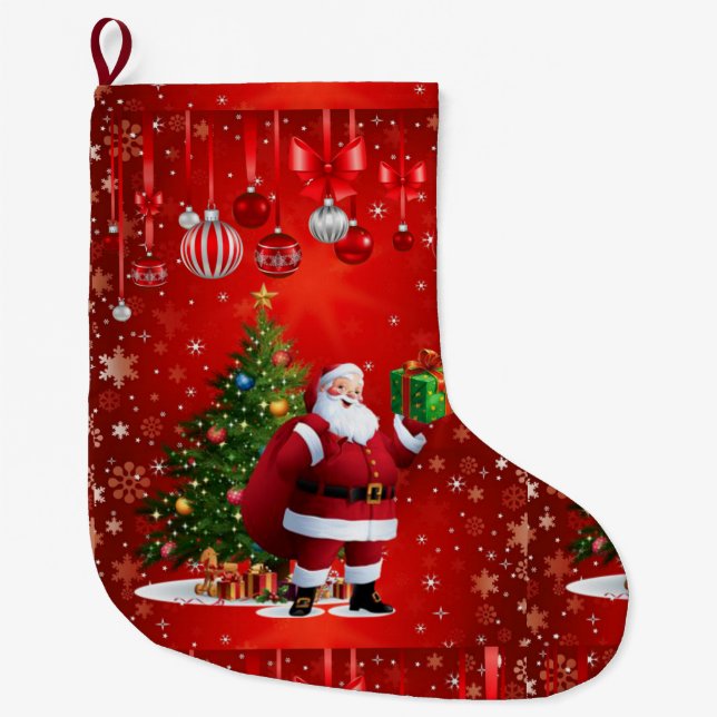 Christmas Stocking, Santa Large Christmas Stocking (Front)
