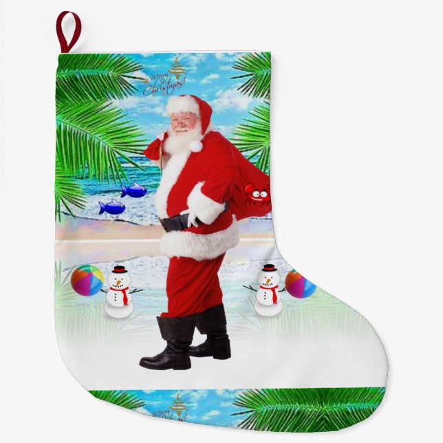 Christmas Stocking, Santa Large Christmas Stocking (Front)