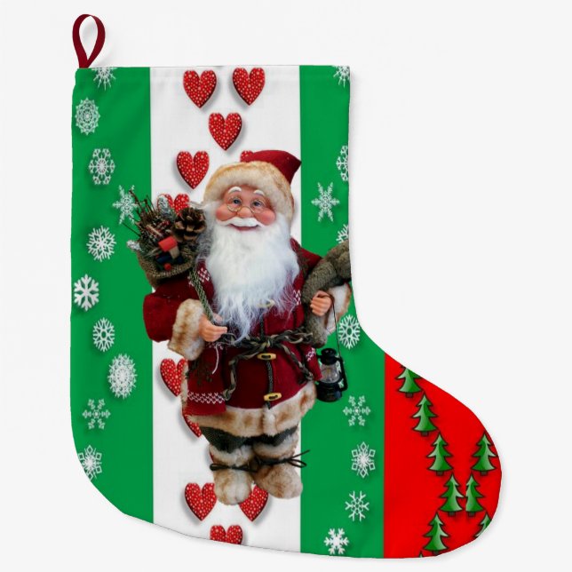 Christmas Stocking, Santa Large Christmas Stocking (Front)