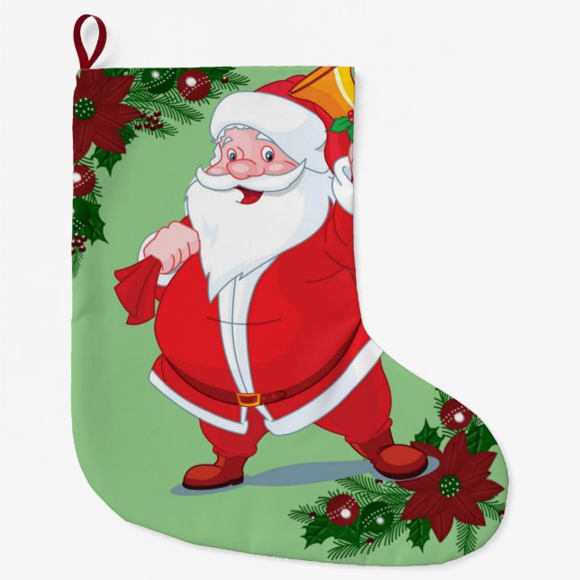 Christmas Stocking, Santa Large Christmas Stocking (Front)