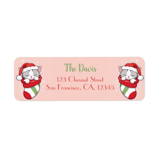 Christmas Stocking - Sleeping Kitten in Santa Hat (Front)