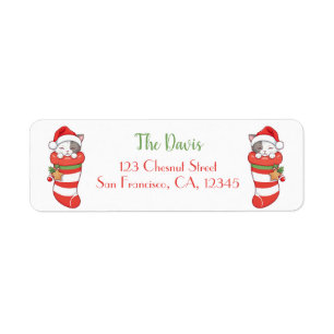 Christmas Stocking - Sleeping Kitten in Santa Hat