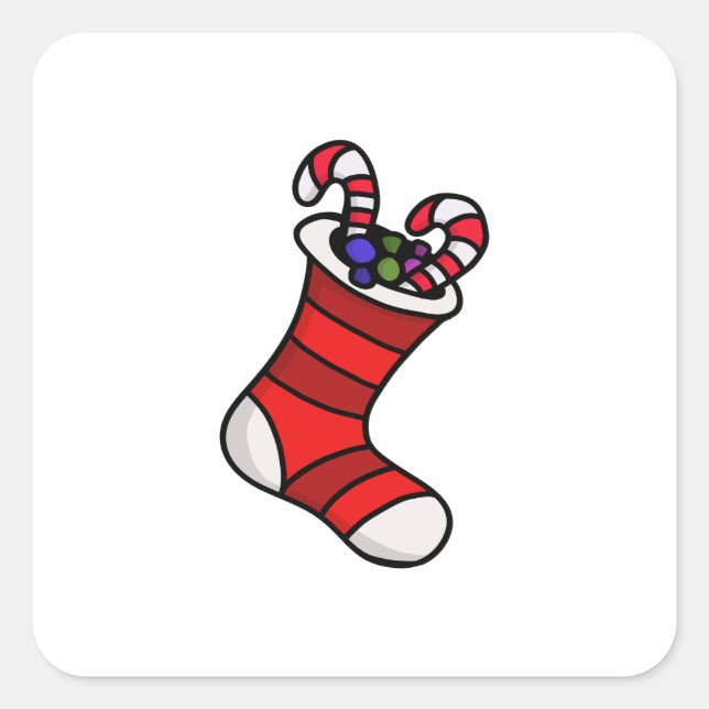 Christmas stocking square sticker (Front)