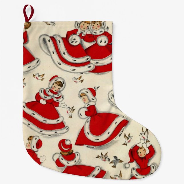 Christmas Stocking, Vintage Large Christmas Stocking (Front)