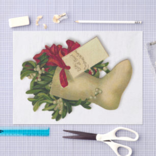 Christmas Stocking Vintage Victorian Antique Tissue Paper