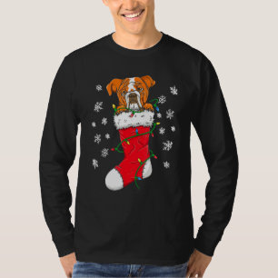 Christmas Stocking With Cute Bulldog And Christmas T-Shirt