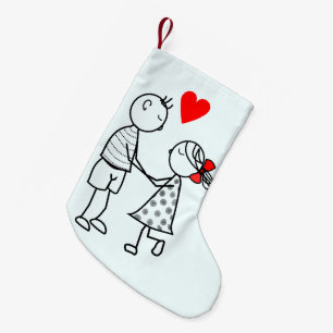 Christmas Stocking with Cute Couple - Your Colours