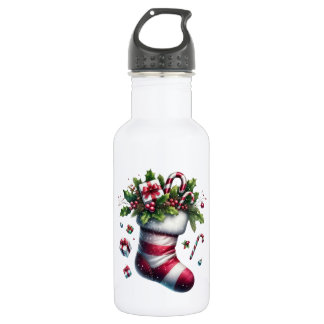 Christmas Stocking with Gifts and Candy Canes 532 Ml Water Bottle