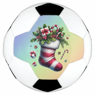 Christmas Stocking with Gifts and Candy Canes Soccer Ball