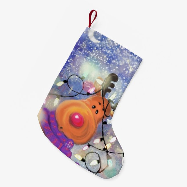 Christmas Stocking with Happy Reindeer (Front (Hanging))