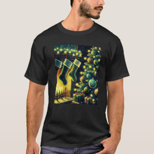 Christmas Stockings by The Fireplace Van Gogh Star T-Shirt
