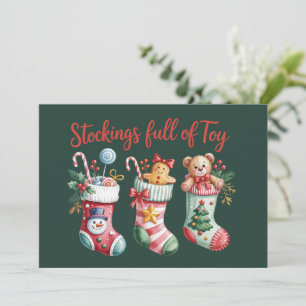 Christmas Stockings Full Of Joy Holiday Preppy Card