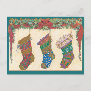 Christmas Stockings Hanging on the Mantel Cards