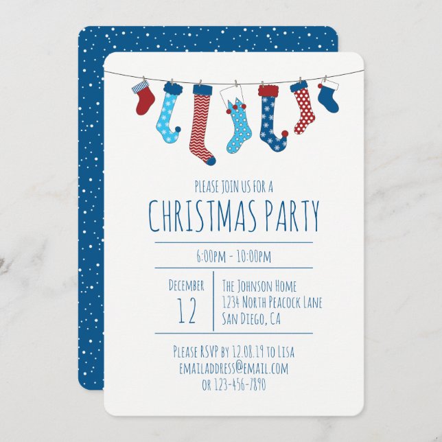 Christmas Stockings Party Invitation (Front/Back)