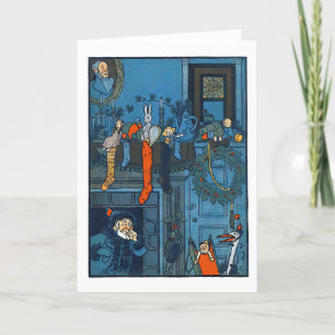 Christmas Stockings Retro Vintage Holiday  Card