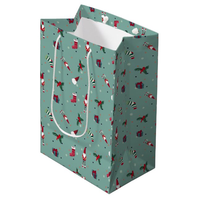 Christmas stockings, Santa Claus and presents Medium Gift Bag (Front Angled)