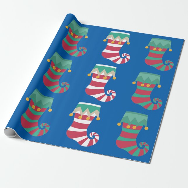 Christmas Stockings Wraparound Wrapping Paper (Unrolled)