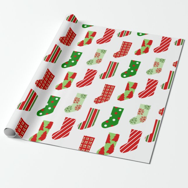 Christmas Stockings Wrapping Paper (Unrolled)