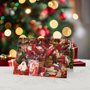 Christmas Store Display Santa in Red Holiday Card