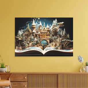 Christmas Storybook Castle Pop-Up Wonderland Canvas Print