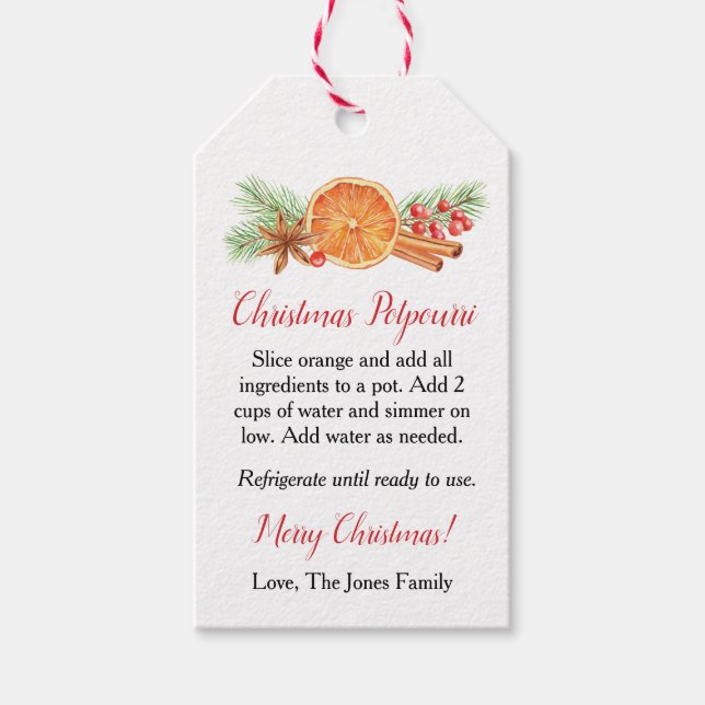 Christmas Stovetop Potpourri Gift Tag (Front)