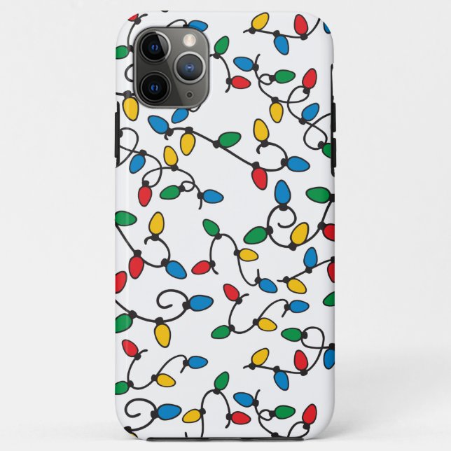 Christmas String Lights Colourful Bulbs on White Case-Mate iPhone Case (Back)