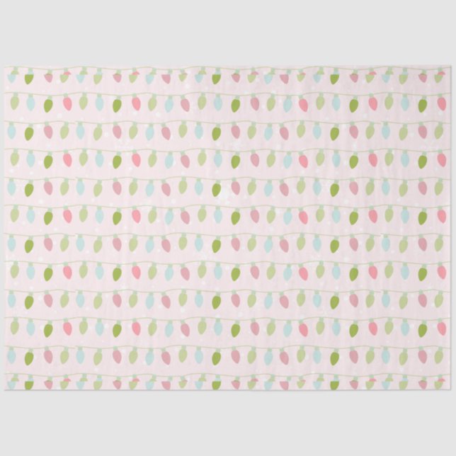 Christmas String Lights Green Blue Pink Christmas Tissue Paper (Front)