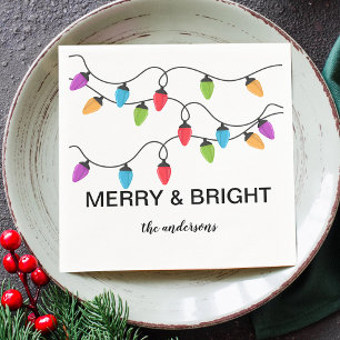 Christmas String Lights Personalised Paper Napkin