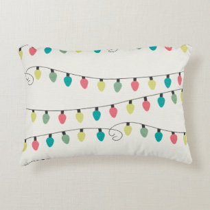 Christmas String of Lights Pattern Decorative Cushion