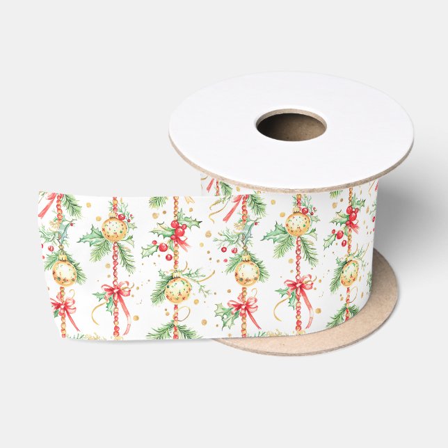 Christmas String Ornaments Baubles Satin Ribbon (Spool)