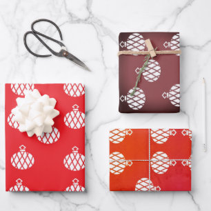 Christmas stripe ornament wrapping paper sheet