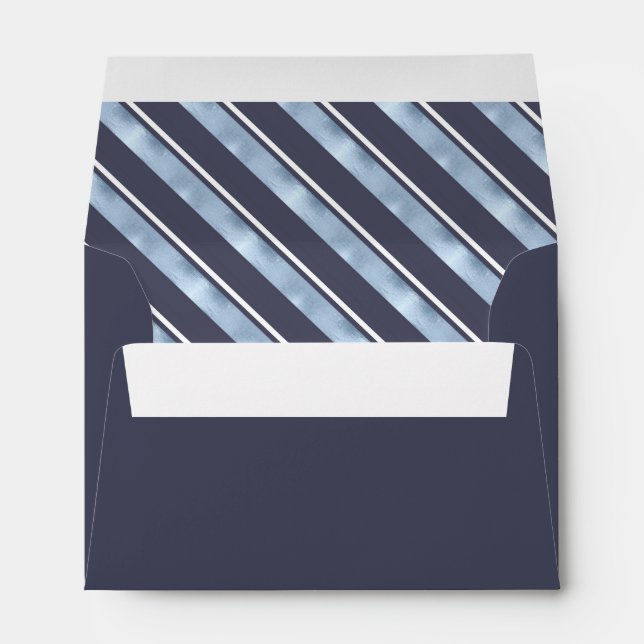 Christmas Stripe Pattern Blue ID862 Envelope (Back (Bottom))