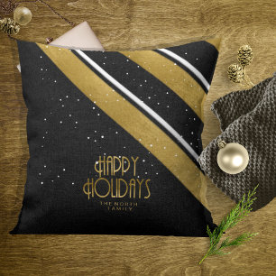 Christmas Stripe Pattern Gold/Black ID862  Cushion
