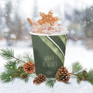 Christmas Stripe Pattern Green/White ID861 Paper Cups