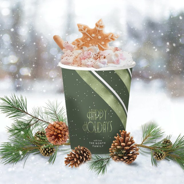 Christmas Stripe Pattern Green/White ID861 Paper Cups (Creator Uploaded)