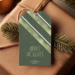 Christmas Stripe Pattern Green/White ID862 Gift Tags