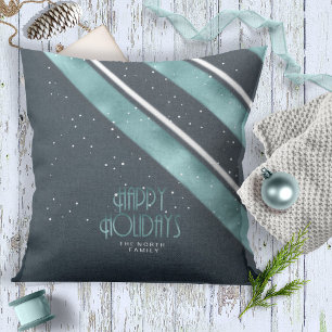 Christmas Stripe Pattern Teal/White ID862 Cushion