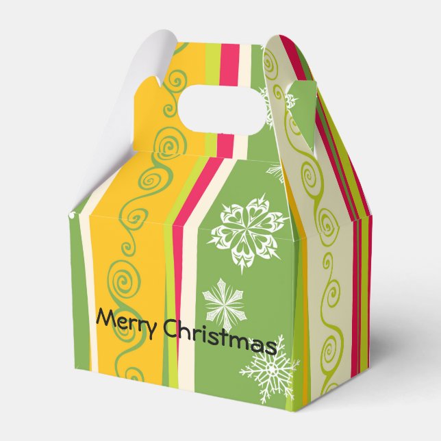 Christmas Striped Snowflake Party Favour Box (Front Side)