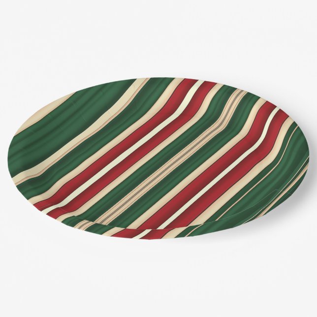 Christmas Stripes-8-Paper Plates (Angled)