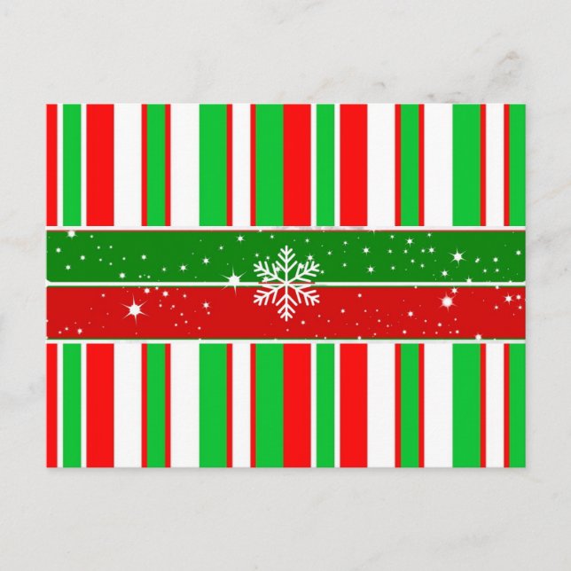 Christmas stripes and sparkles, holiday design postcard (Front)