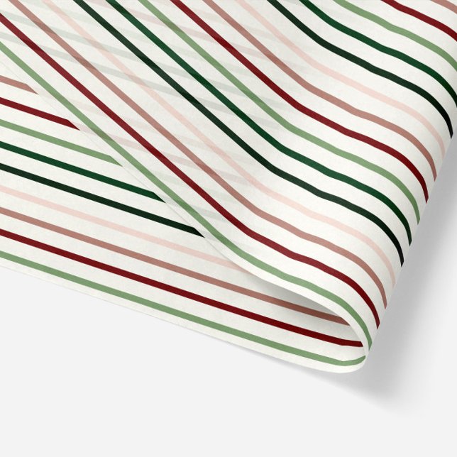 Christmas Stripes in red, Green and Beige Tissue Paper (transparent tissue paper - stripes pattern in red, green and beige for adult christmas gifts)