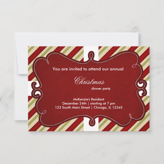 Christmas Stripes Invitation (Front)