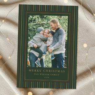 Christmas Stripes One Photo Holiday Card