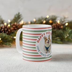 Christmas Stripes Pet's Holiday Photo Coffee Mug