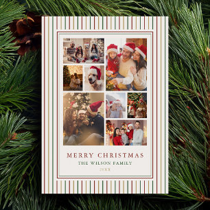 Christmas Stripes Photo Collage Holiday Card