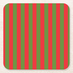 Christmas Stripes Square Paper Coaster