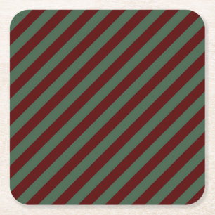Christmas Stripes Square Paper Coaster